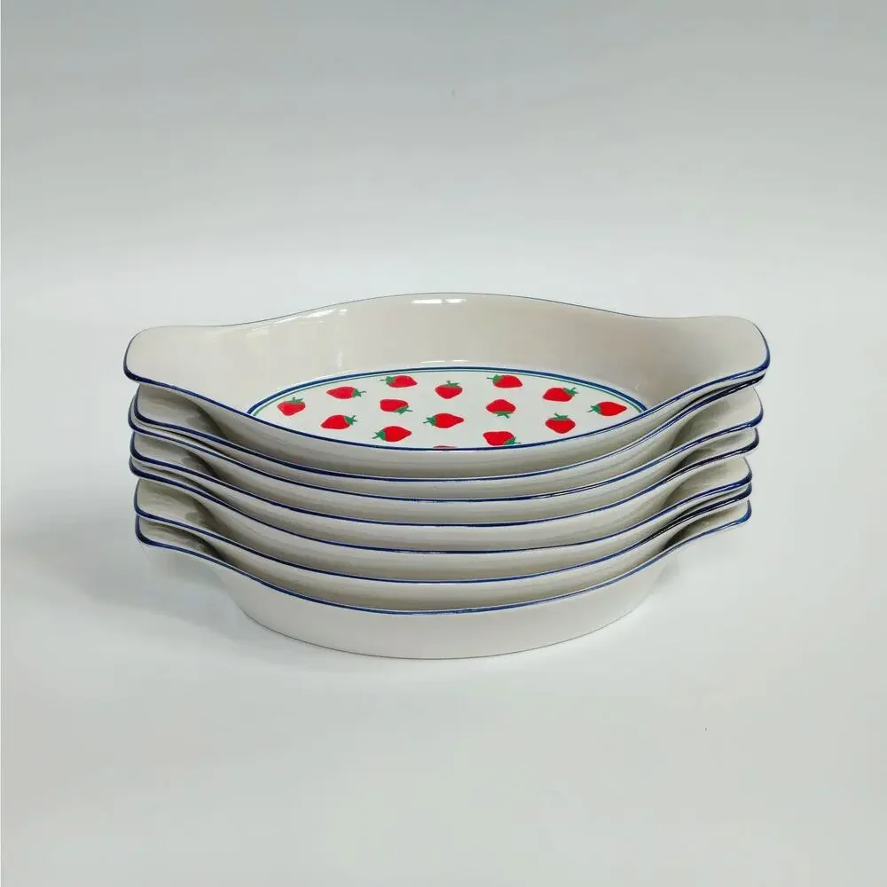 Vintage 1980s Strawberry Fields Ceramic Au Gratin Baker (Multiple Available)